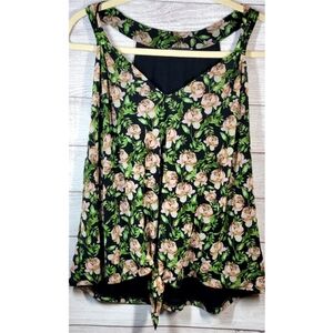 International Concepts Top Womens Plus Size 3X Black Pink Green Floral Casual